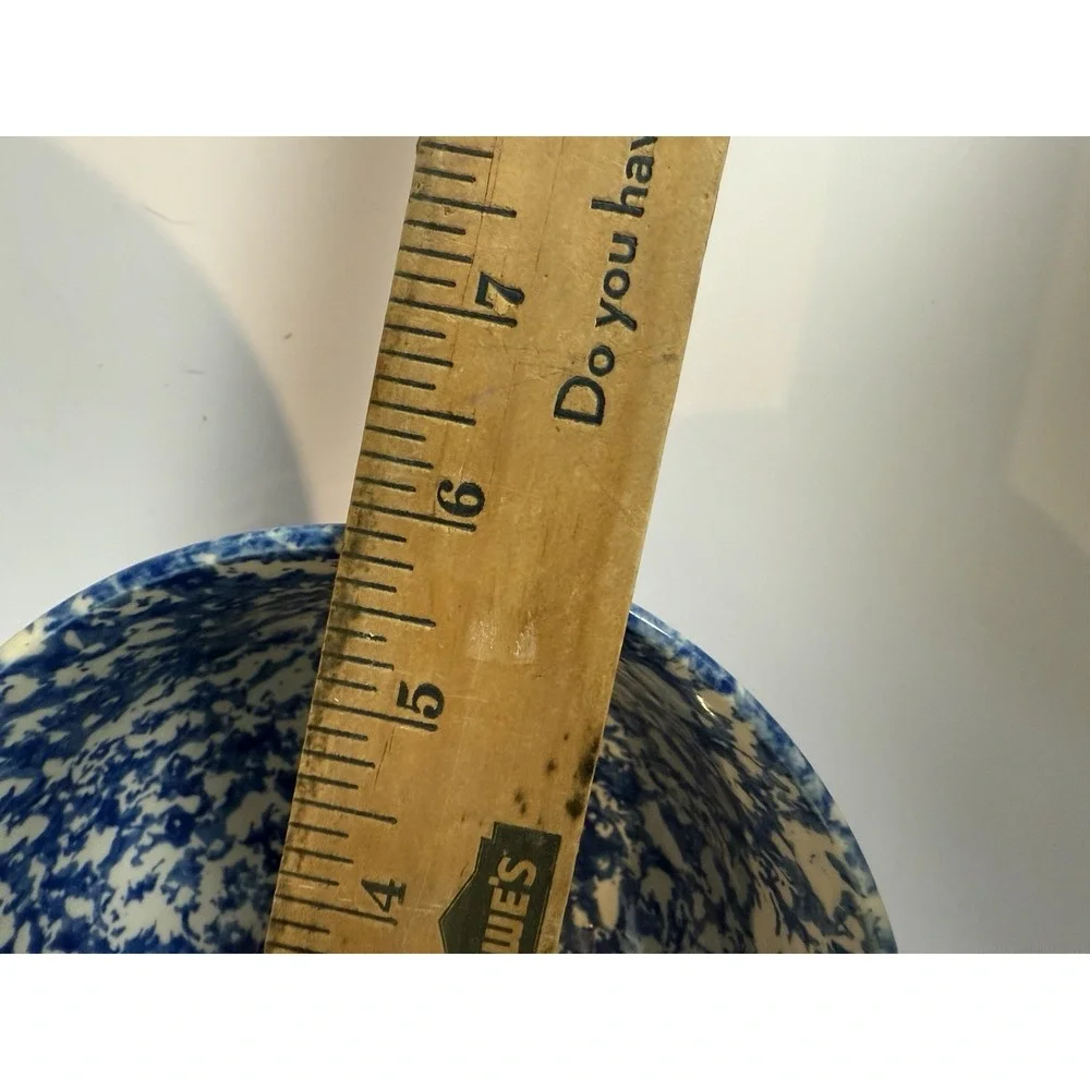 Tienshen Sponge Blue‎ Folk Craft Bowls Rooster & Apple inside bottom